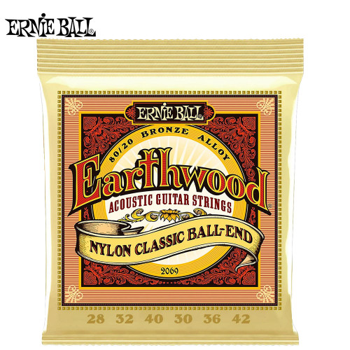 Ernie Ball 2069 Earthwood Folk Nylon 80/20 Bronze Acoustic Guitar Strings 28-42