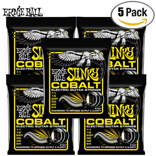 5-PACK Ernie Ball 2727 Cobalt Beefy Slinky Electric Guitar Strings 11-54