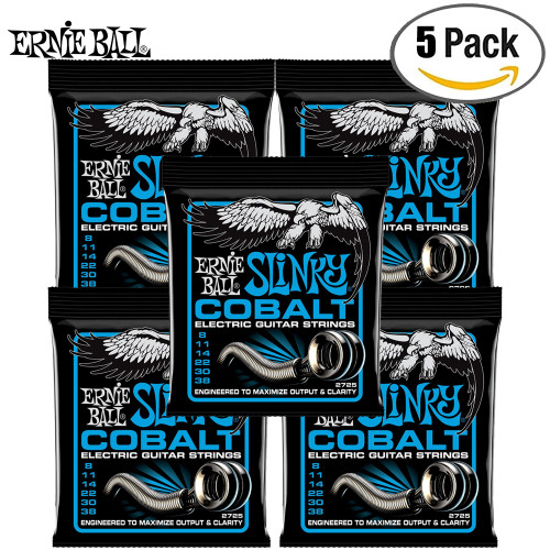 5-PACK Ernie Ball 2725 Extra Slinky Cobalt Electric Guitar Strings 8-38