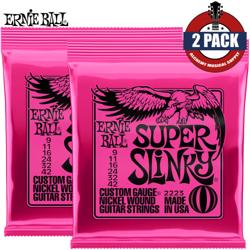 2-PACK Ernie Ball 2223 Super Slinky Nickel Wound Electric Guitar Strings 9-42