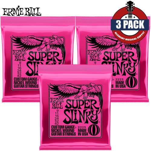 3-PACK Ernie Ball 2223 Super Slinky Nickel Wound Electric Guitar Strings 9-42