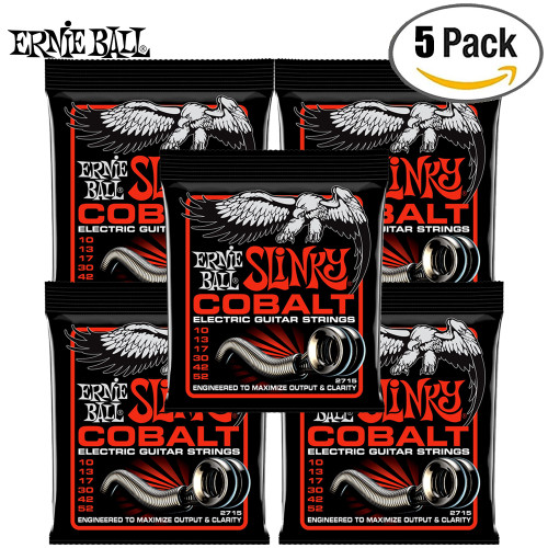 5-PACK Ernie Ball 2715 Slinky Cobalt Skinny Top/Heavy Bottom Guitar Strings 10-52 5-PACK Ernie Ball 2715 Slinky Cobalt Skinny Top/Heavy Bottom Guitar Strings 10-52