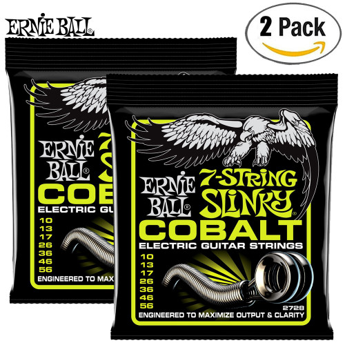 2PACK Ernie Ball 2728 7String Slinky Cobalt Electric Guitar Strings