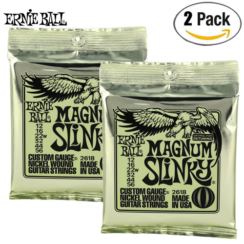 2-PACK Ernie Ball 2618 Magnum Slinky Nickel Wound Electric Guitar Strings 12-56