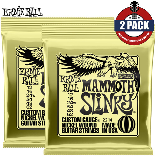 2-PACK Ernie Ball 2214 Mammoth Slinky Nickel Wound Electric Guitar Strings 12-62