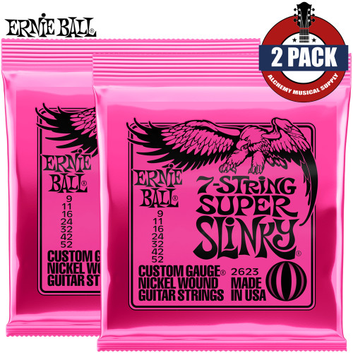 2-PACK Ernie Ball 2623 Super Slinky 7-String Electric Guitar Strings 9-52