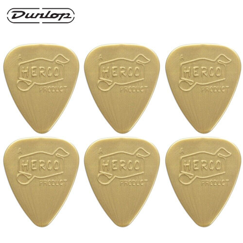 6-PACK Dunlop HEV210P Herco Vintage 66 Nylon Guitar Picks Gold