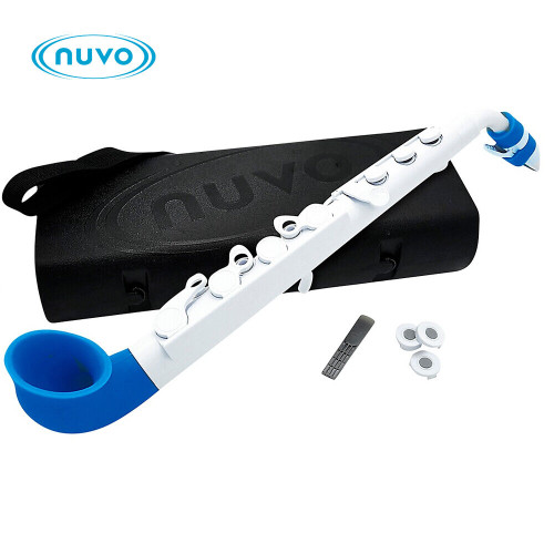 Nuvo jSax Pre-Saxophone Instrument for Beginner- White/Blue N520JWBL