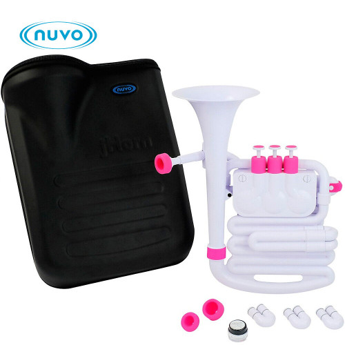 Nuvo jHorn Brass Instrument with Multi-Cup Mouthpiece - Bb & C Tuning - Pink N610JHWPK