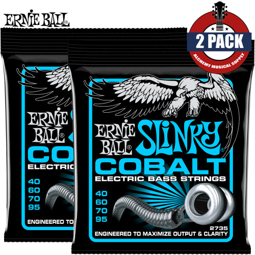 2-PACK Ernie Ball 2735 Slinky Colbalt Electric Bass Strings 40-95