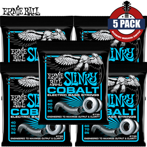 5-PACK Ernie Ball 2735 Slinky Colbalt Electric Bass Strings 40-95