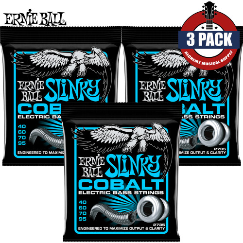 3-PACK Ernie Ball 2735 Slinky Colbalt Electric Bass Strings 40-95