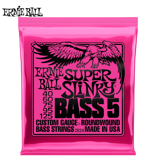 Ernie Ball 2824 Super Slinky 5-String Nickel Wound Electric Bass Strings 40-125