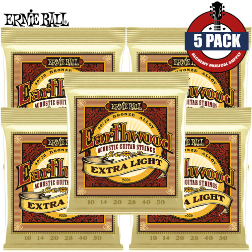 5-PACK Ernie Ball 2006 Earthwood 80/20 Bronze Acoustic Guitar Strings 10-50