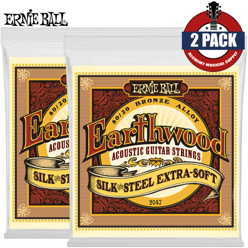 2-PACK Ernie Ball 2047 Earthwood Sillk & Steel Acoustic Guitar Strings 10-50