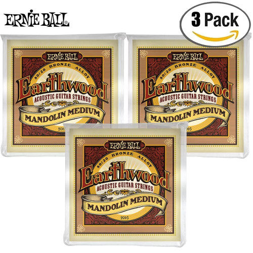 3-PACK Ernie Ball 2065 Earthwood 80/20 Bronze Mandolin Medium Strings 10-36