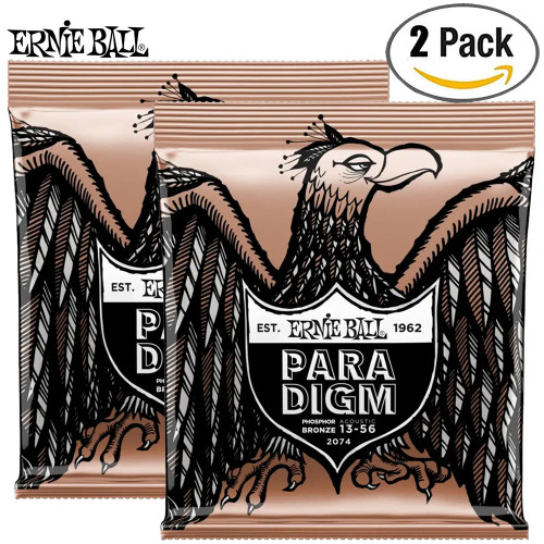 2-PACK Ernie Ball 2074 Paradigm Phosphor Bronze Acoustic Guitar Strings 13-56
