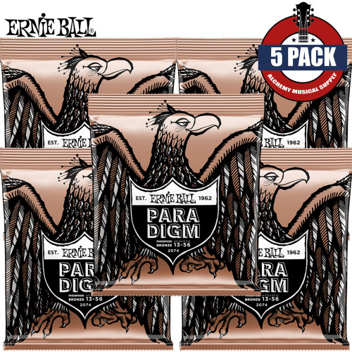 5-PACK Ernie Ball 2074 Paradigm Phosphor Bronze Acoustic Guitar Strings 13-56