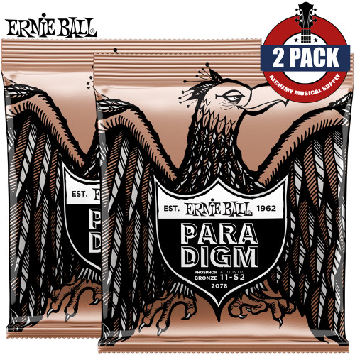 2-PACK Ernie Ball 2078 Paradigm Phosphor Bronze Acoustic Guitar Strings 11-52