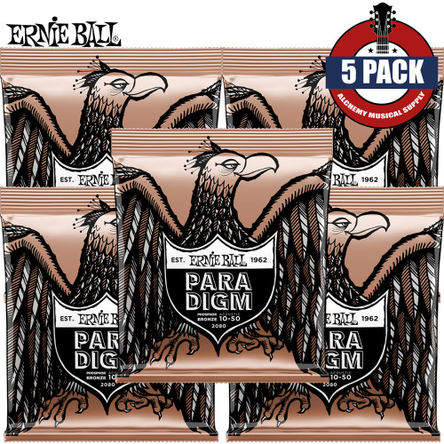 5-PACK Ernie Ball 2080 Paradigm Phosphor Bronze Acoustic Guitar Strings 10-50