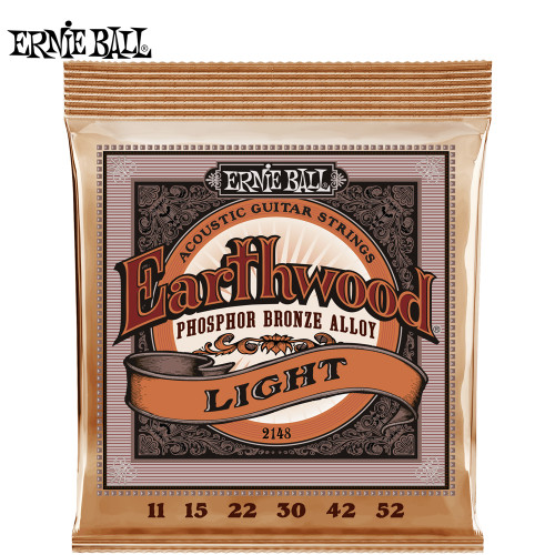 Ernie Ball 2148 Earthwood Phosphor Bronze Acoustic Guitar Strings Light 11-52