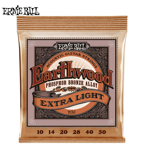 Ernie Ball 2150 Earthwood Phosphor Bronze Acoustic Guitar Strings 10-50 Ex-Light