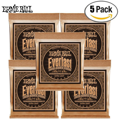 5-PACK Ernie Ball 2550 Everlast Phosphor Bronze Acoustic Guitar Strings 10-50