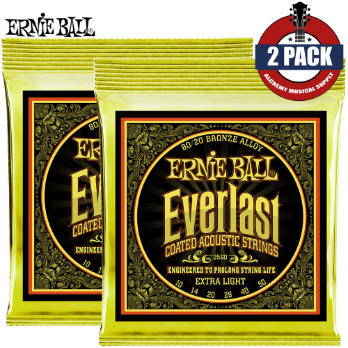 2-PACK Ernie Ball 2560 Everlast 80/20 Bronze Acoustic Guitar Strings 10-50