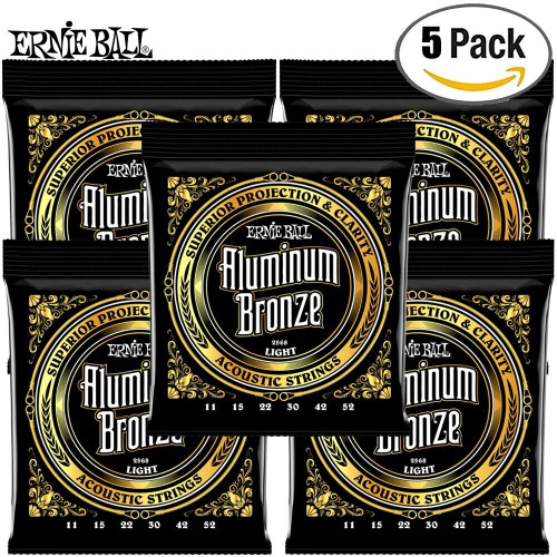 5-PACK Ernie Ball 2568 Aluminum Bronze Acoustic Guitar Strings Light 11-52