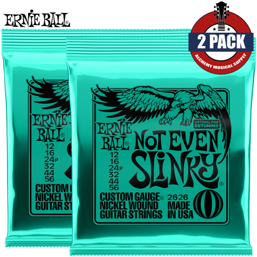 2-PACK Ernie Ball 2626 Not Even Slinky Nickel Electric Guitar Strings 12-56