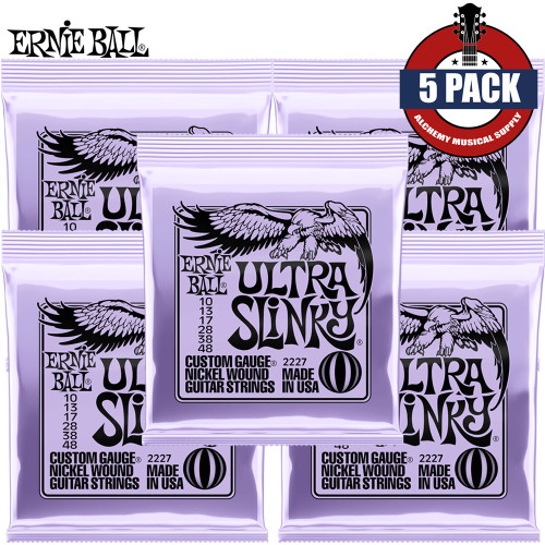 5-PACK Ernie Ball 2227 Ultra Slinky Nickel Wound Electric Guitar Strings 10-48