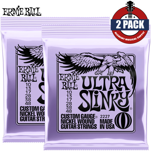 2-PACK Ernie Ball 2227 Ultra Slinky Nickel Wound Electric Guitar Strings 10-48
