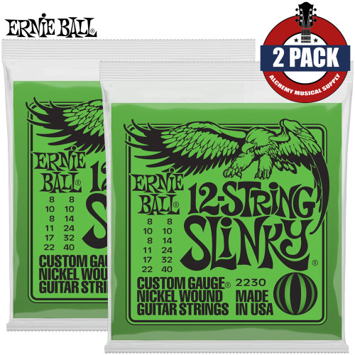 2-PACK Ernie Ball 2230 Reg Slinky Nickel 12-String Electric Guitar Strings 8-40