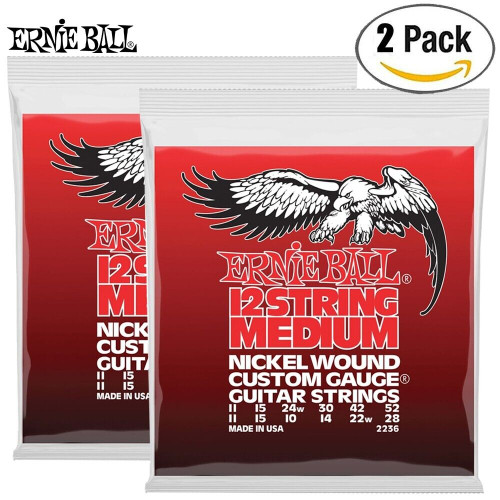 2-PACK Ernie Ball 2236 12-String Medium Nickel Electric Guitar Strings 11-52