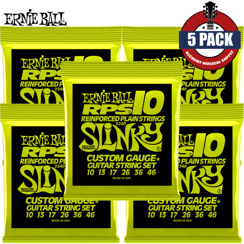 5-PACK Ernie Ball 2240 Regular Slinky RPS Nickel Electric Guitar Strings 10-46