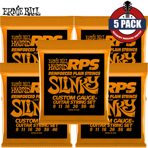 5-PACK Ernie Ball 2241 Hybrid Slinky RPS Nickel Electric Guitar Strings 9-46