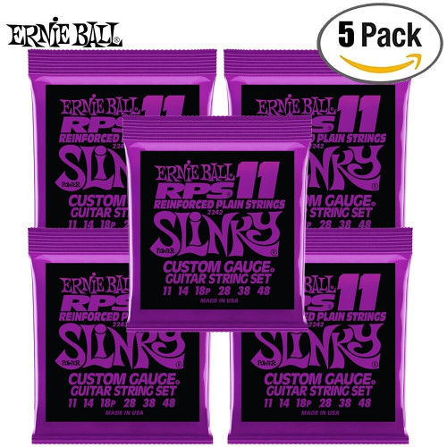 5-PACK Ernie Ball 2242 Power Slinky RPS Nickel Electric Guitar Strings 11-48