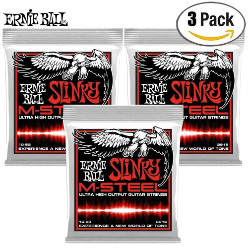 3-PACK Ernie Ball 2915 Skinny Top Heavy Bottom M-Steel Guitar Strings 10-52