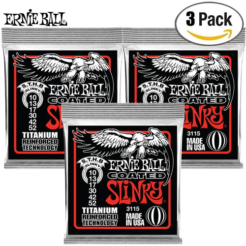 3-PACK Ernie Ball 3115 Skinny Top Hvy Bottom Coated Slinky Guitar Strings 10-52 3-PACK Ernie Ball 3115 Skinny Top Hvy Bottom Coated Slinky Guitar Strings 10-52