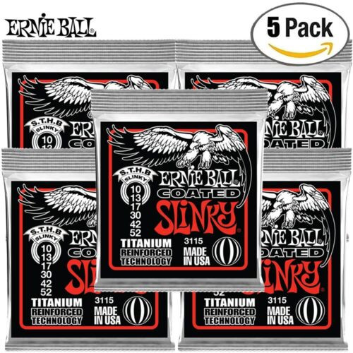 5-PACK Ernie Ball 3115 Skinny Top Hvy Bottom Coated Slinky Guitar Strings 10-52 5-PACK Ernie Ball 3115 Skinny Top Hvy Bottom Coated Slinky Guitar Strings 10-52