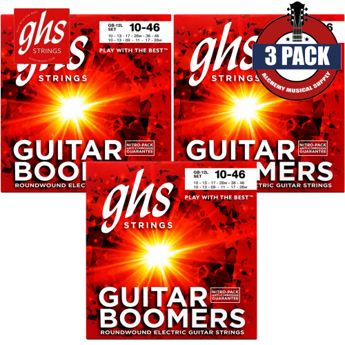 3-PACK GHS Strings GB-12L Nickel-Plated 12-String Electric Guitar Strings 10-46