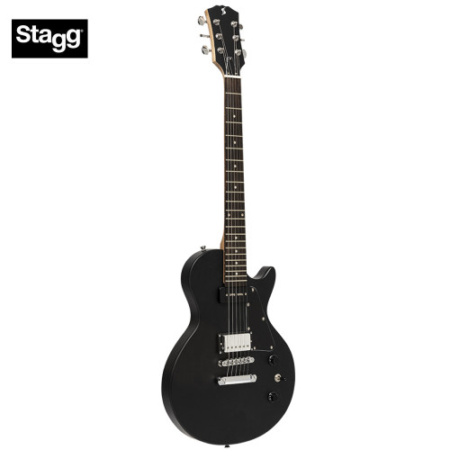 Stagg SEL-HB90 BLK Solid Mahogany Flat Top P90 Electric Guitar - Black