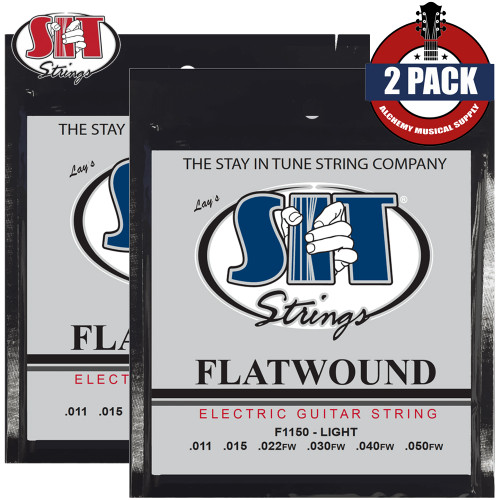 2-PACK SIT F1150 Flat Wound Stainless Steel Electric Guitar Strings 11-50 Light