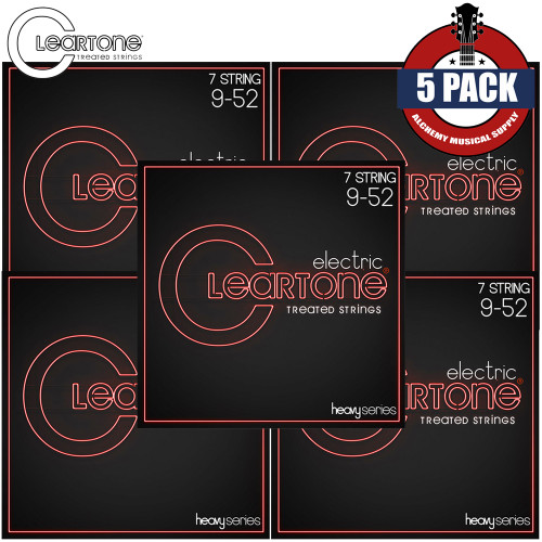 5-PACK Cleartone 9409-7 Nickel Plated 7-String Electric Guitar Strings 9-52
