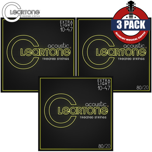 3-PACK Cleartone 7611 80/20 Bronze Coated Acoustic Guitar Strings 11-52