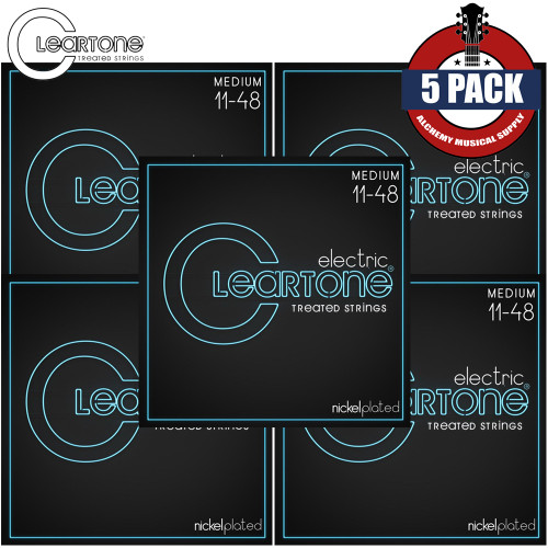 5-PACK Cleartone 9411 Nickel Plated Coated Electric Guitar Strings 11-48