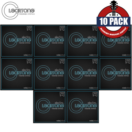 10-PACK Cleartone 9409 Nickel Plated Coated Electric Guitar Strings 9-42