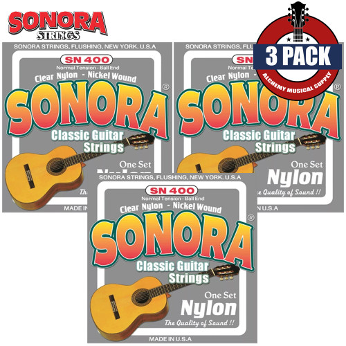3-PACK Sonora SN400 Nickel Wound Nylon Normal Tension Classical Guitar Strings