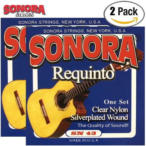 2-PACK Sonora SN43 Cuerdas Requinto Clear Nylon Silver Plated Wound Strings