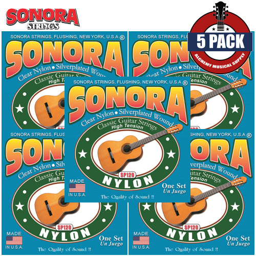 5-PACK Sonora SP120 High Tension Clear Nylon Classical Acoustic Guitar Strings